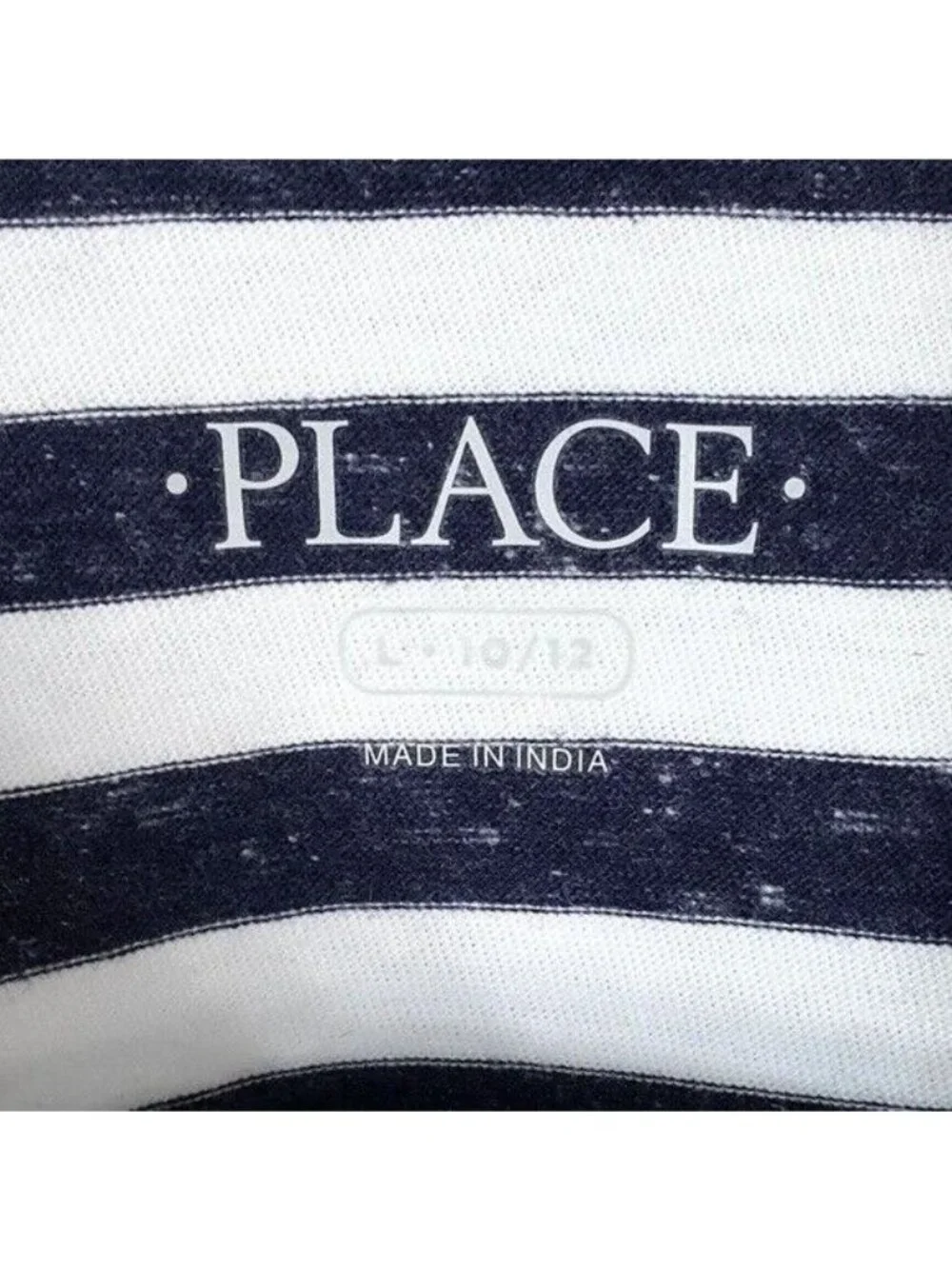 Children's Place Boys Striped Shirt Blue White Large Long Sleeve Pullover Crew